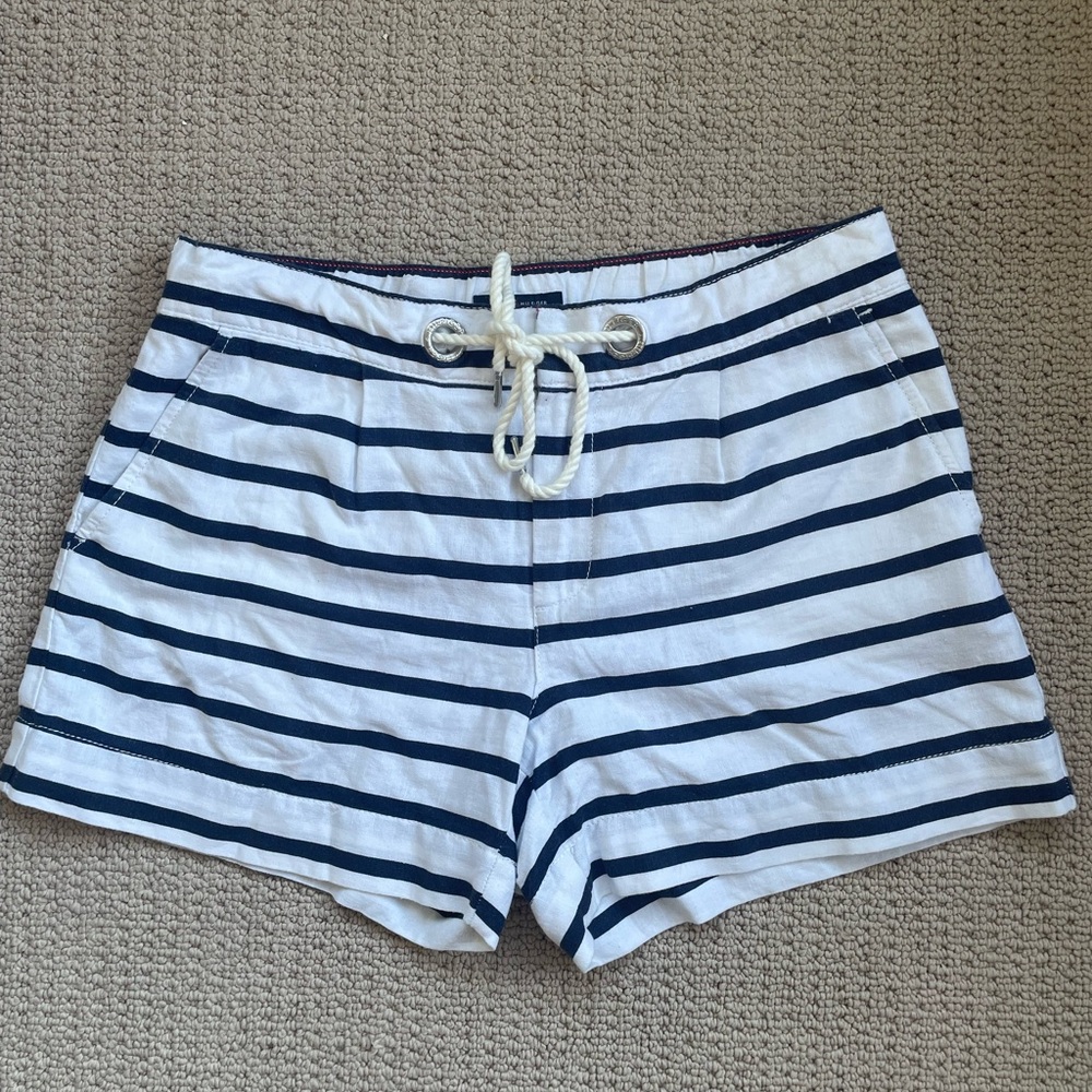 Tommy Hilfiger Navy and White Striped Shorts
